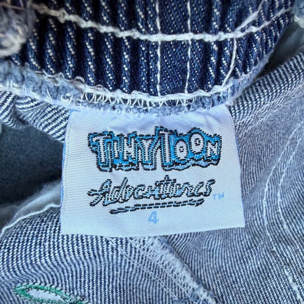 Vintage 90s Tiny Toon Adventures Buster Bunny Denim Overalls Kids Size 4 NWT